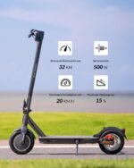 E-Scooter mit Straßenzulassung, 10", 20 km/h, bis 32 km Reichweite, Blinker, App, Federung & Dual-Bremssystem – Bild 2