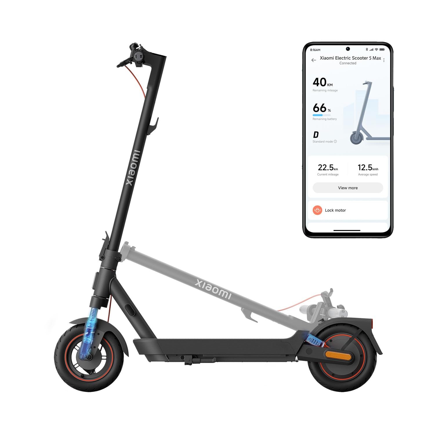 61mUzz_8JKL Xiaomi 5 Max E-Scooter mit Straßenzulassung, bis 60 km Reichweite, 20 km/h, 10" Luftreifen, Dual-Federung & App – Bild 1