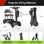 MediHoist YL-985S Elektromobil 4-Rad, 14,5 kg, bis 40 km Reichweite, Ultralight, Schwarz – Bild 3