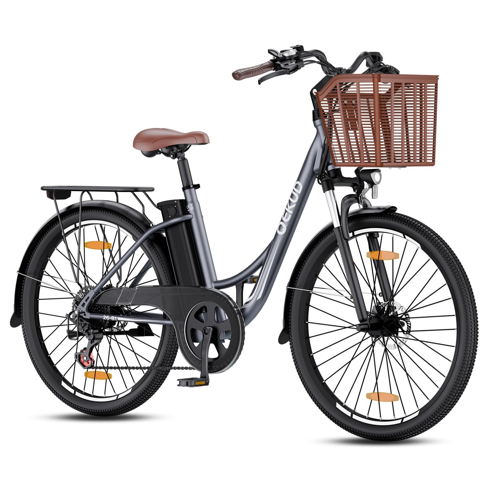 71B7PqAdyzL Qekud E-Bike 26 Zoll für Damen & Herren, 36V 13Ah Akku, 250W Motor, bis 100 km Reichweite, Display – Bild 1