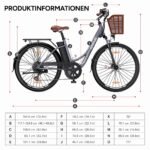 Qekud E-Bike 26 Zoll für Damen & Herren, 36V 13Ah Akku, 250W Motor, bis 100 km Reichweite, Display – Bild 9