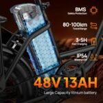 URLIFE E-Bike 20" x 3.0 Fat Tire, 48V 13Ah Akku, 250W Motor, bis 100 km Reichweite, für Damen & Herren – Bild 4