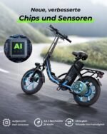 Finbike Klapprad E-Bike 16" Fat Tire, 10,4Ah Akku, 4 Fahrmodi, bis 88 km Reichweite, faltbar, Schwarz – Bild 5