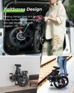 Finbike Klapprad E-Bike 16" Fat Tire, 10,4Ah Akku, 4 Fahrmodi, bis 88 km Reichweite, faltbar, Schwarz – Bild 3