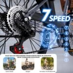 Qekud E-Bike 26 Zoll für Damen & Herren, 36V 13Ah Akku, 250W Motor, bis 100 km Reichweite, Display – Bild 3