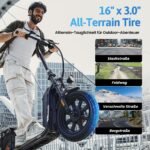 iScooter F7 E-Scooter mit Straßenzulassung, 500W, 36V 20,8Ah, 16×3" Fat Tire, bis 100 km Reichweite & App – Bild 4
