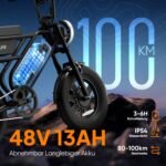 URLIFE E-Bike 16" x 3.0 für Erwachsene, 250W Motor, 48V Akku, bis 100 km Reichweite – Bild 3