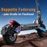 E-Scooter mit ABE, bis 80 km Reichweite, 150 kg Tragkraft, Doppelfederung, Doppelbremse & Blinker – Bild 3